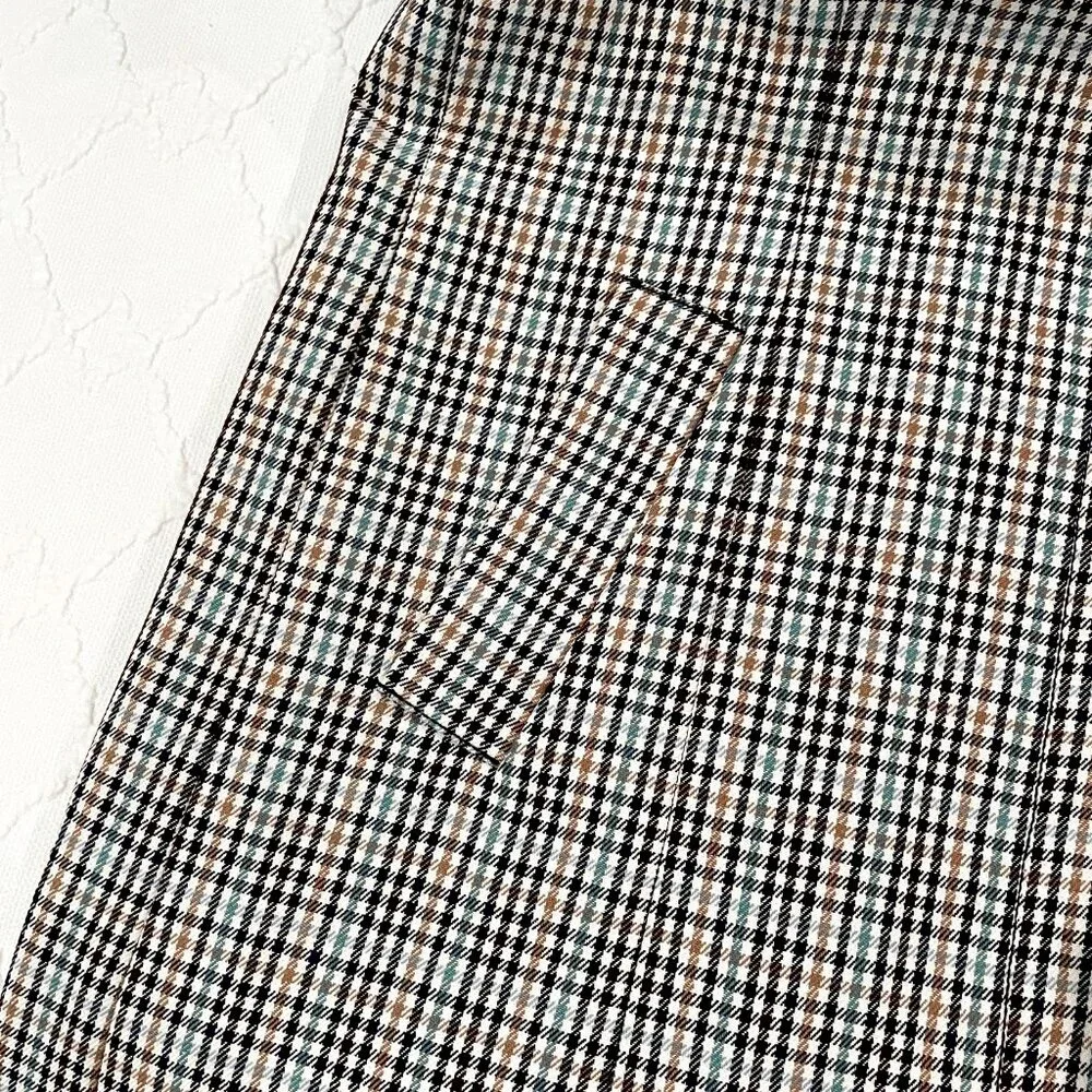 NWT Talbots Check Plaid Coat Ivory Aqua Camel Navy Brown Size 2 - Picture 5 of 7
